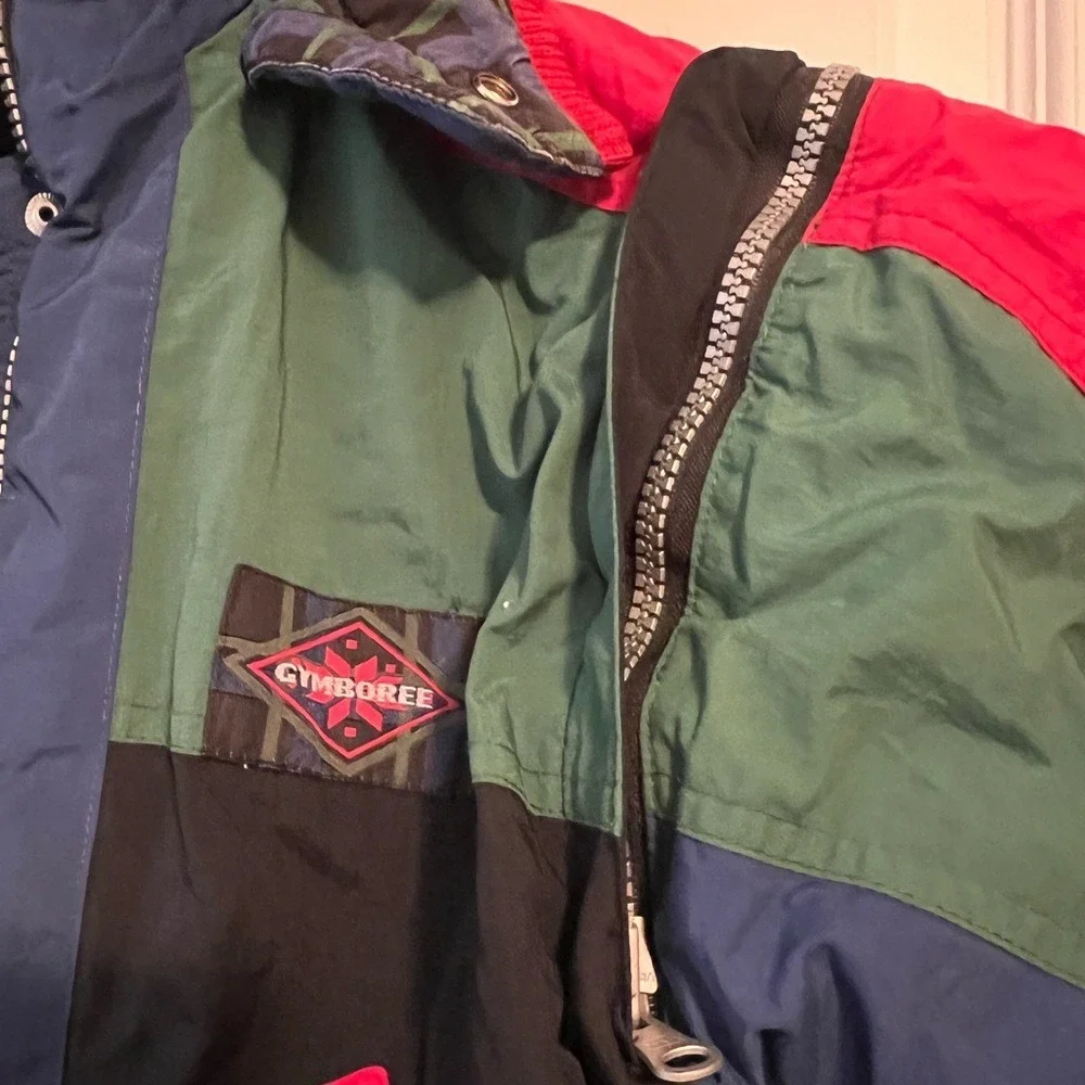 Vintage Gymboree Colorblock Puffer Jacket Kids XX-Large 6-7 Blue Green Red Coat